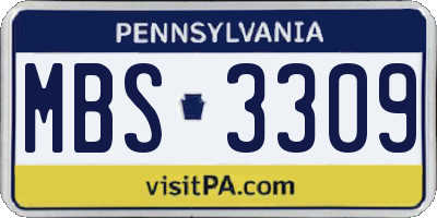 PA license plate MBS3309