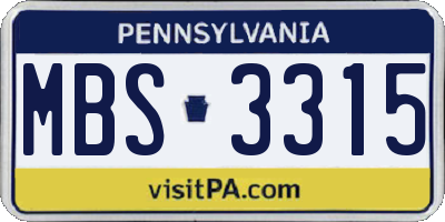 PA license plate MBS3315