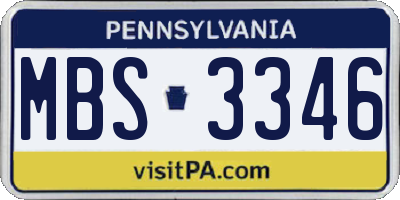 PA license plate MBS3346