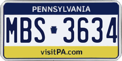 PA license plate MBS3634
