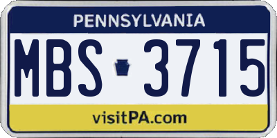 PA license plate MBS3715