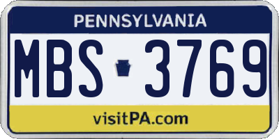 PA license plate MBS3769