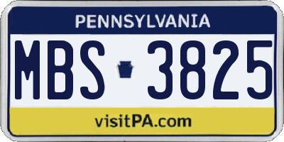 PA license plate MBS3825
