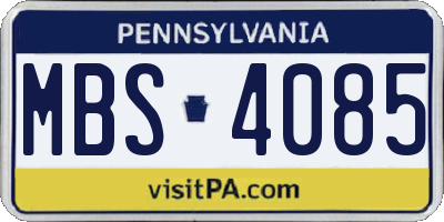 PA license plate MBS4085