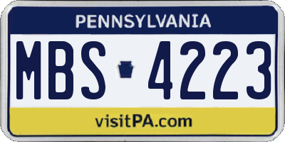PA license plate MBS4223