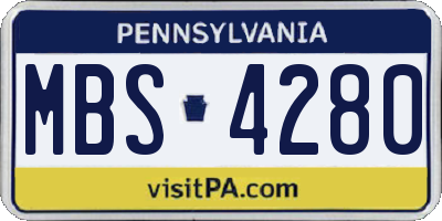 PA license plate MBS4280