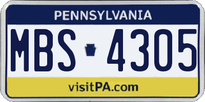 PA license plate MBS4305