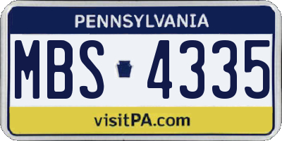 PA license plate MBS4335