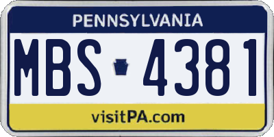 PA license plate MBS4381