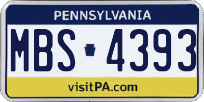PA license plate MBS4393
