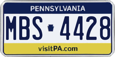 PA license plate MBS4428