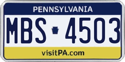PA license plate MBS4503