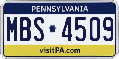 PA license plate MBS4509