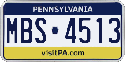 PA license plate MBS4513