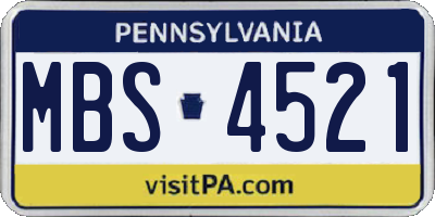 PA license plate MBS4521