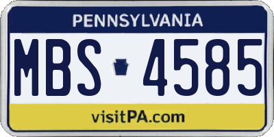 PA license plate MBS4585