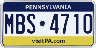 PA license plate MBS4710