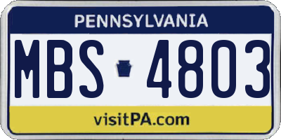 PA license plate MBS4803