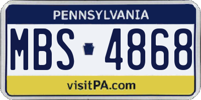 PA license plate MBS4868