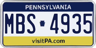 PA license plate MBS4935