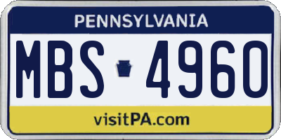 PA license plate MBS4960