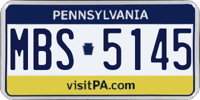 PA license plate MBS5145