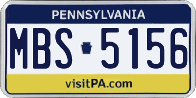 PA license plate MBS5156