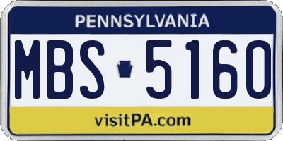PA license plate MBS5160