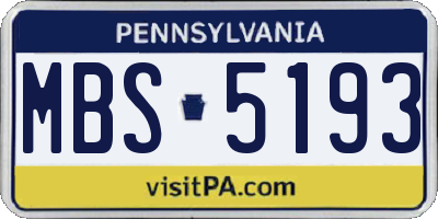 PA license plate MBS5193