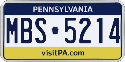 PA license plate MBS5214