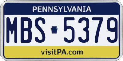 PA license plate MBS5379