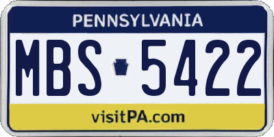 PA license plate MBS5422