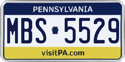 PA license plate MBS5529