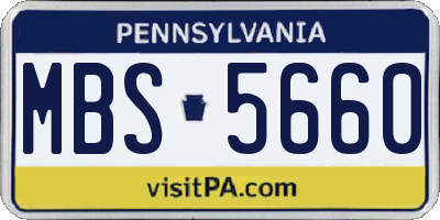 PA license plate MBS5660