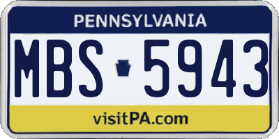 PA license plate MBS5943