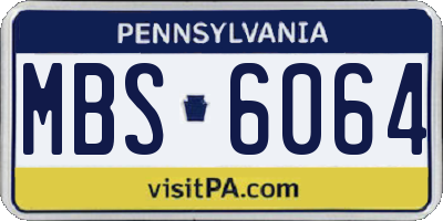 PA license plate MBS6064