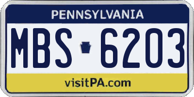 PA license plate MBS6203