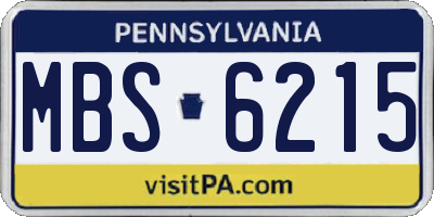 PA license plate MBS6215