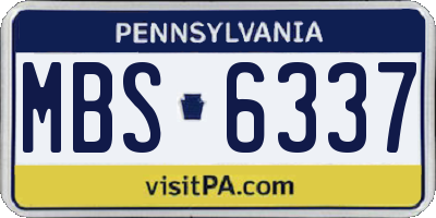 PA license plate MBS6337