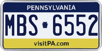 PA license plate MBS6552