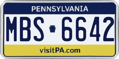PA license plate MBS6642