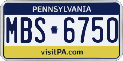 PA license plate MBS6750
