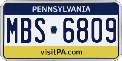 PA license plate MBS6809