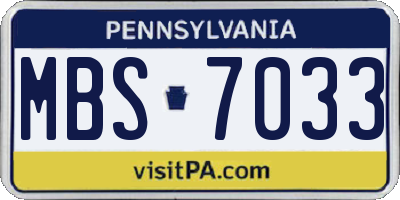 PA license plate MBS7033