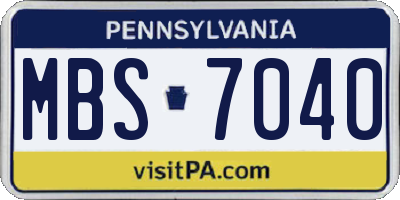 PA license plate MBS7040