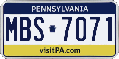 PA license plate MBS7071