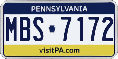 PA license plate MBS7172