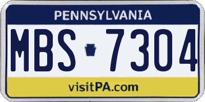 PA license plate MBS7304