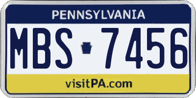 PA license plate MBS7456