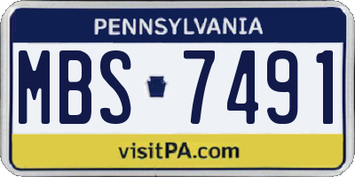PA license plate MBS7491
